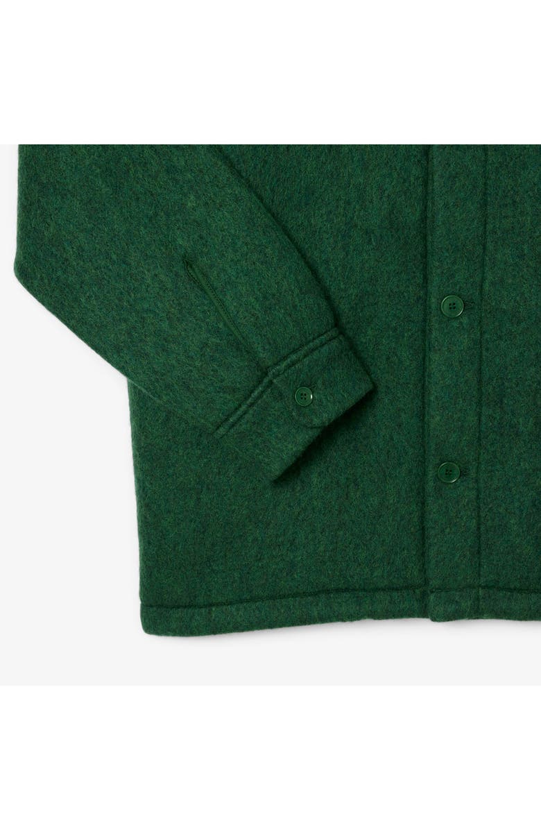 Lacoste Fleece Button-Up Overshirt, Alternate, color, 132 Green