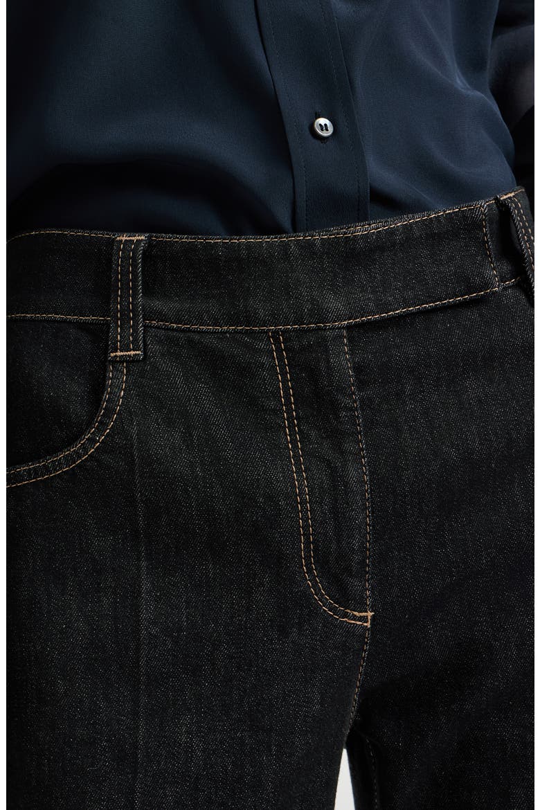 Comfort no-fade denim flared trousers with monili, Alternate, color, Black