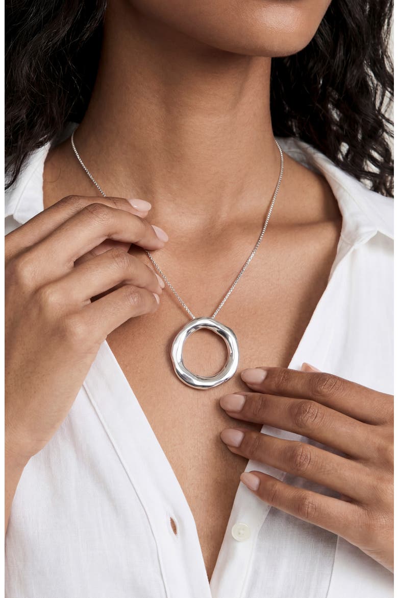 Open Circle Pendant Necklace, Alternate, color, SILVER