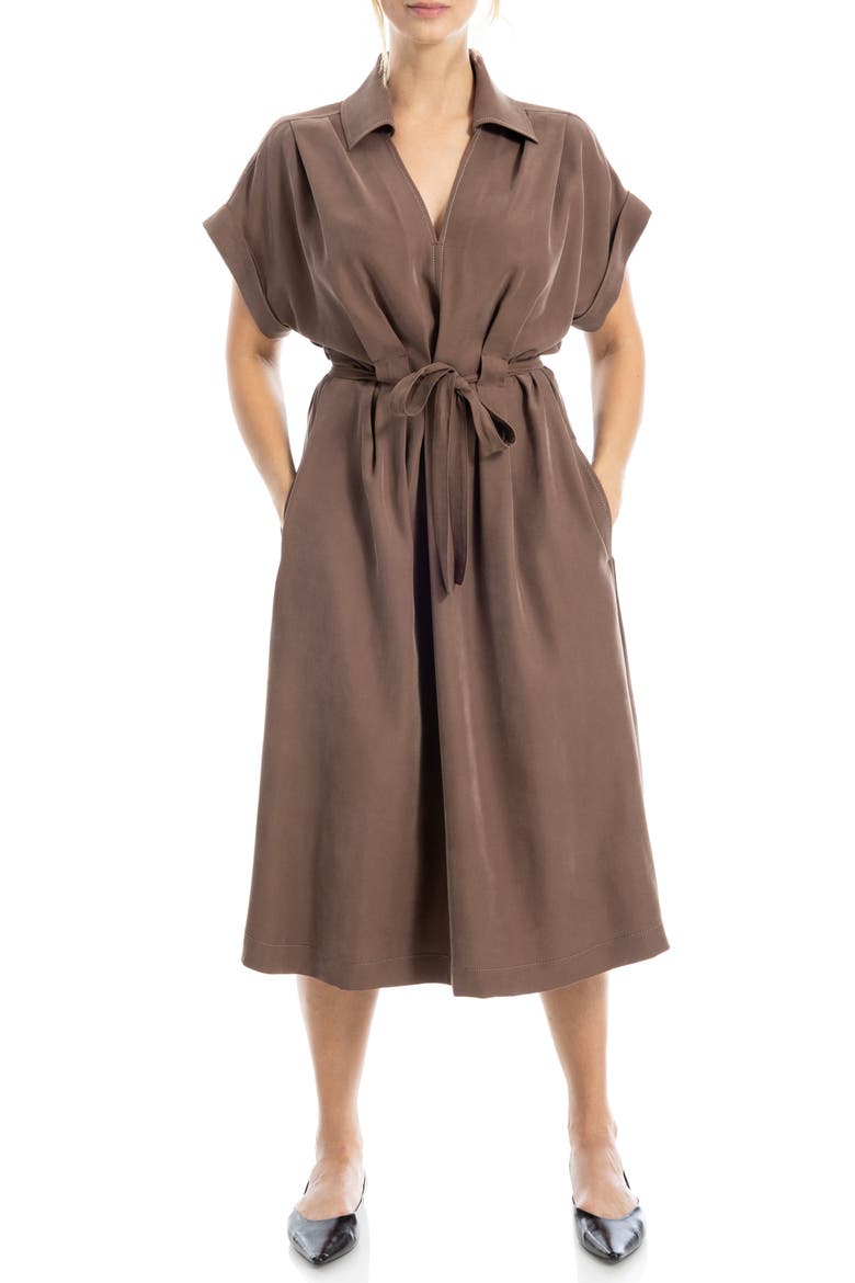 Rolled Sleeve Midi Shirtdress, Main, color, ACORN-ACORN