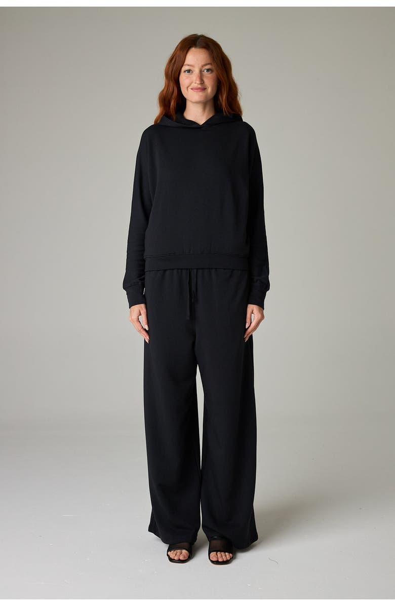 eavolu Baikal Eco-Luxe Fleece Dolman Crop Hoodie - Cloud-Soft Comfort, Alternate, color, Coal Black