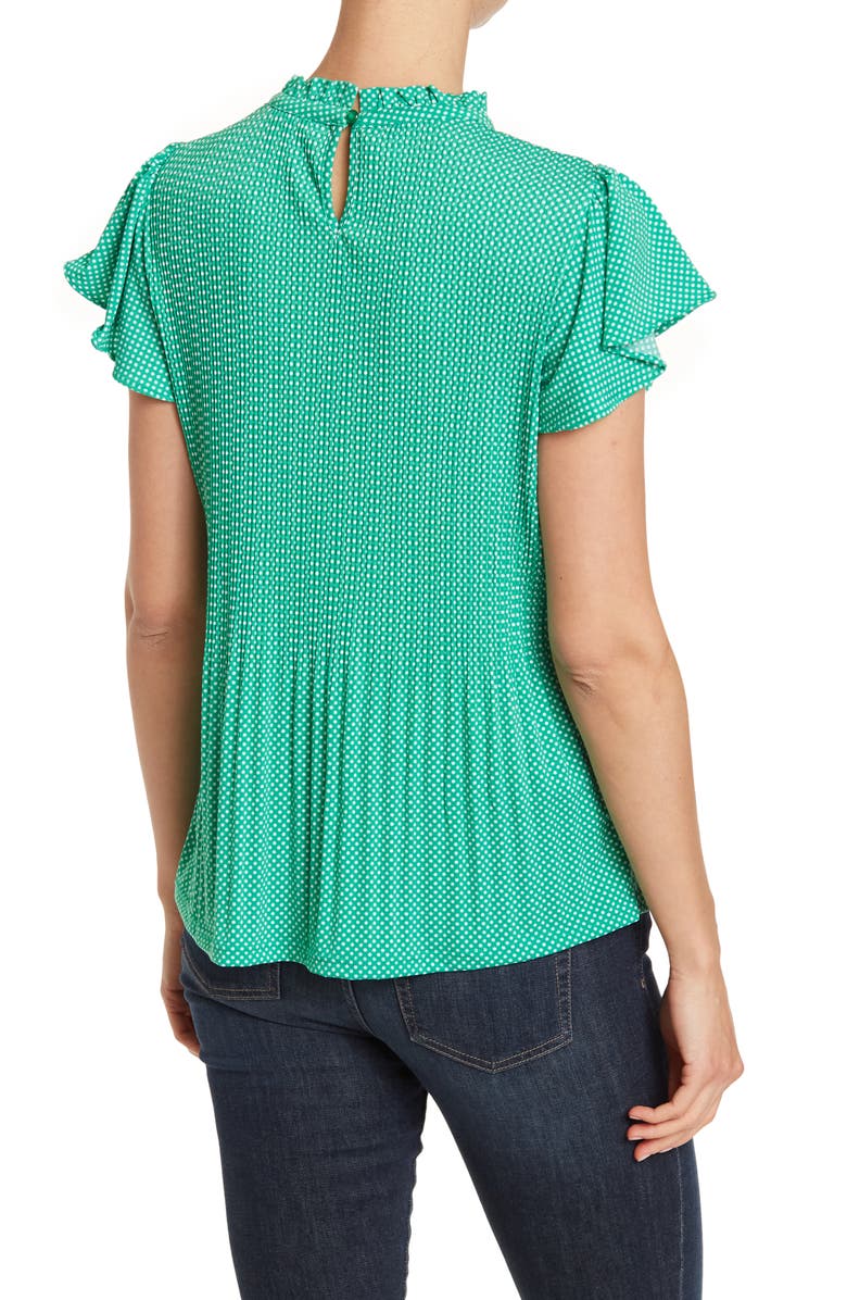 Adrianna Papell Knit Pleat Moss Crepe Fluttery Sleeve Top, Alternate, color, 