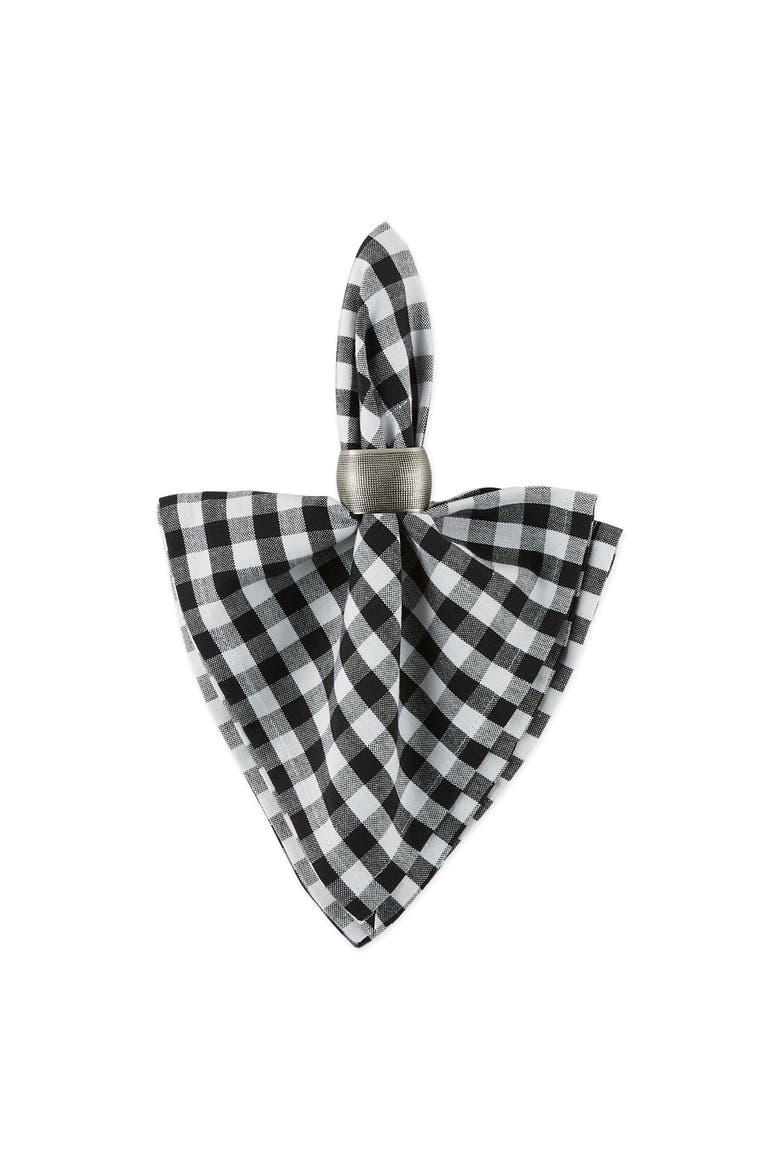 Gingham Cotton Napkin Set/4, Alternate, color, Black/White