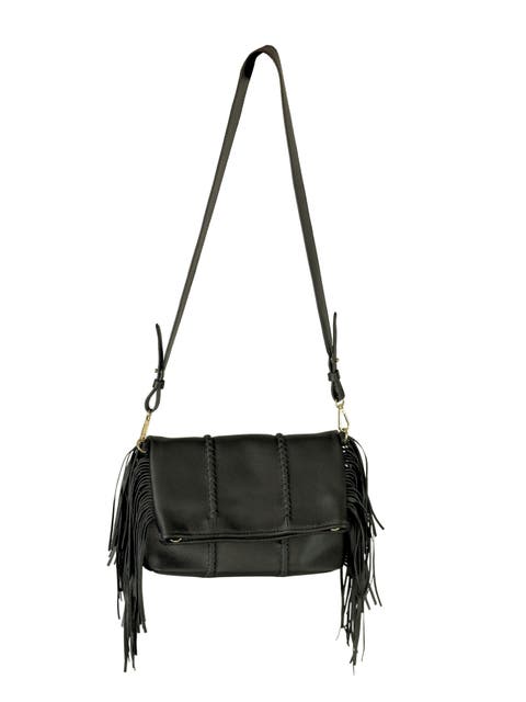 Mini Fringe Suede Foldover Crossbody Clutch