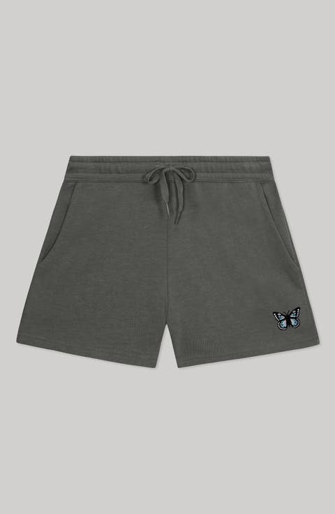 Womens Butterfly Midweight Washed Fleece Shorts