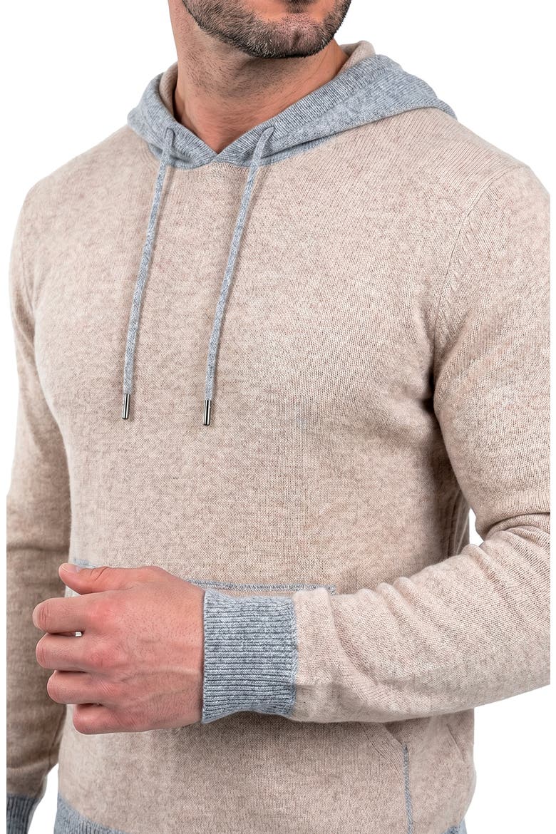 Mercerized Cotton Sweater Hoodie, Alternate, color, BROWN