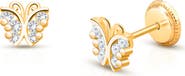Tiny Blessings 14K Gold Curly Butterfly Stud Screw Back Earrings