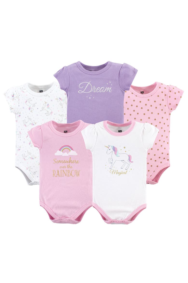 5Pk of Soft Cotton One-Pieces, Main, color, Magical Unicorn