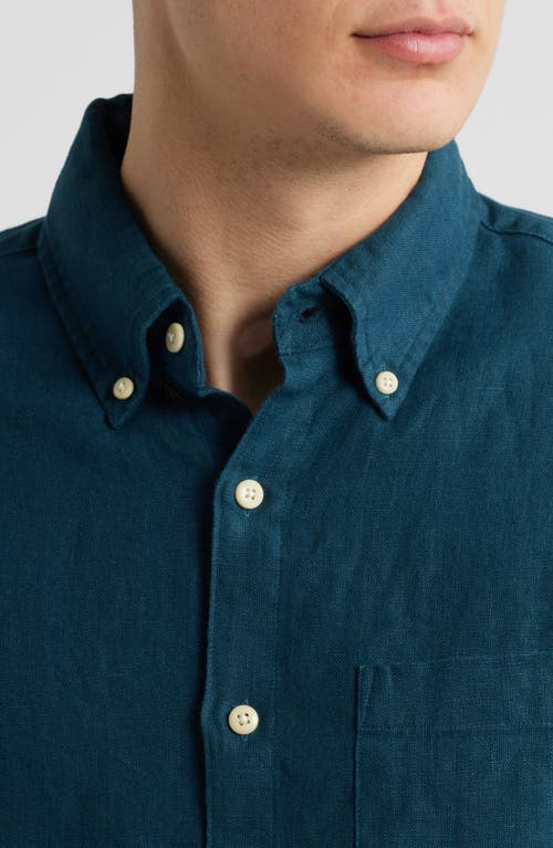 Alex Crane Playa Linen Button-down Shirt In Dusk