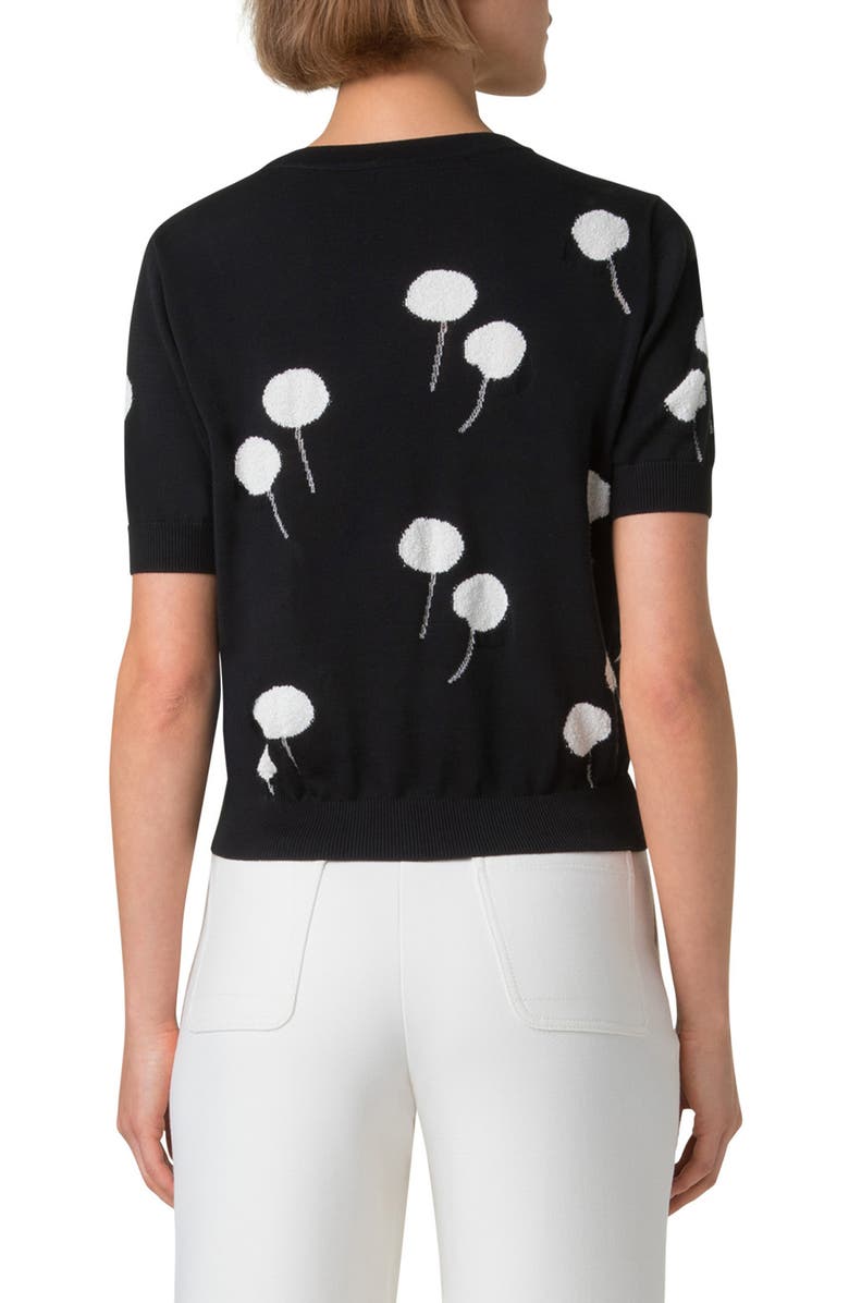 Akris Dandelion Intarsia Short Sleeve Cotton Blend Sweater, Alternate, color,