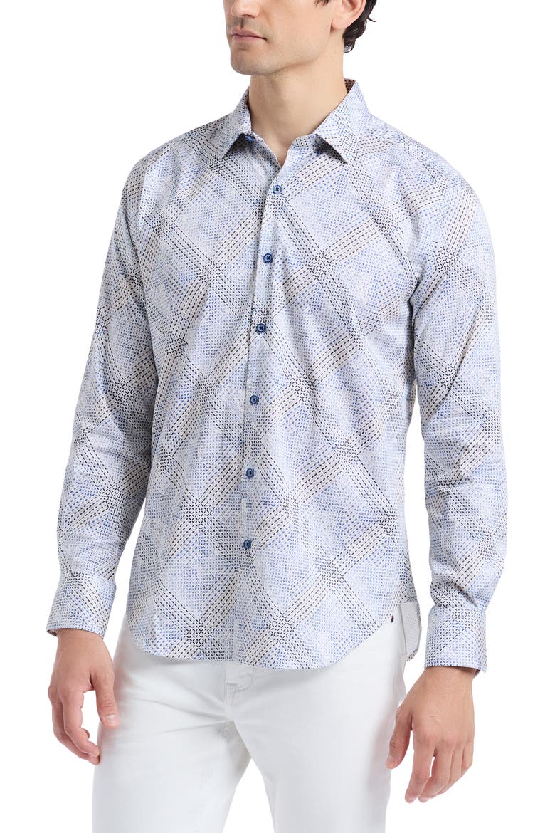 Shillibeer Stretch Cotton Button-Up Shirt, Alternate, color, BLUE MULTI