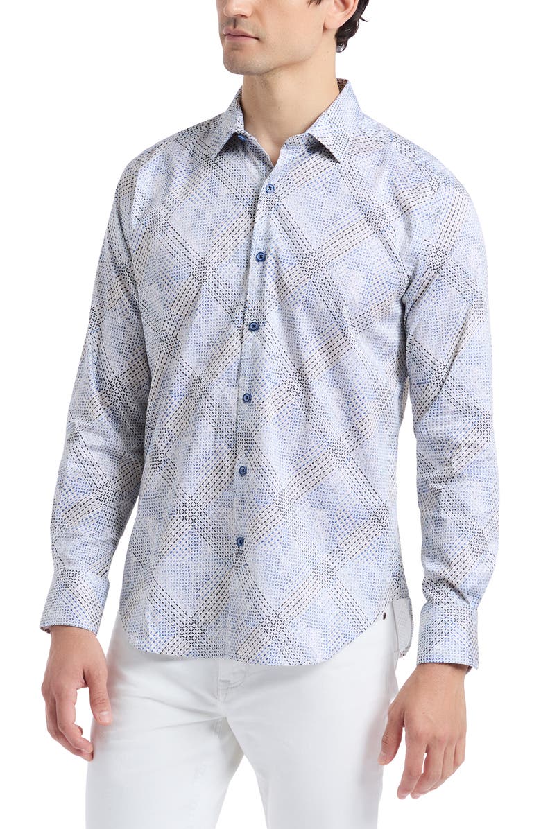 Robert Graham Shillibeer Stretch Cotton Button-Up Shirt, Alternate, color, Blue Multi