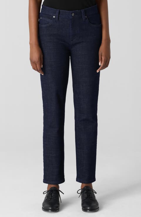 Eileen Fisher High Waist Ankle Slim Jeans (Regular & Petite)