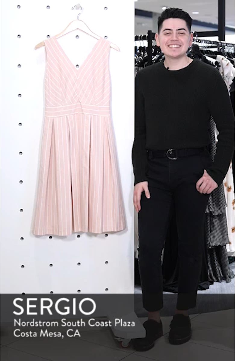Samantha Slub Stripe Fit & Flare Dress, sales video thumbnail
