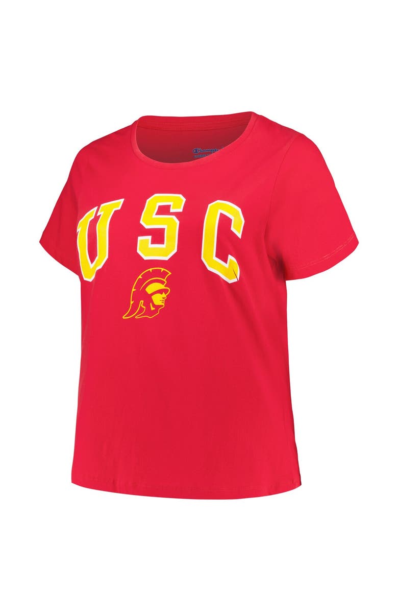 PROFILE Women's Profile Cardinal USC Trojans Plus Size Arch Over Logo Scoop Neck T-Shirt, Alternate, color, Cardinal