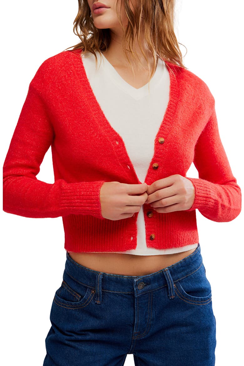 School Girl Crop Cardigan, Main, color, CHERRY POP MELANGE