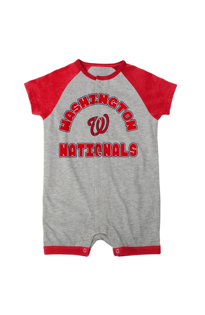 Outerstuff Newborn & Infant Heather Gray Washington Nationals Extra Base Hit Raglan Full-Snap Romper, Alternate, color, Heather Gray
