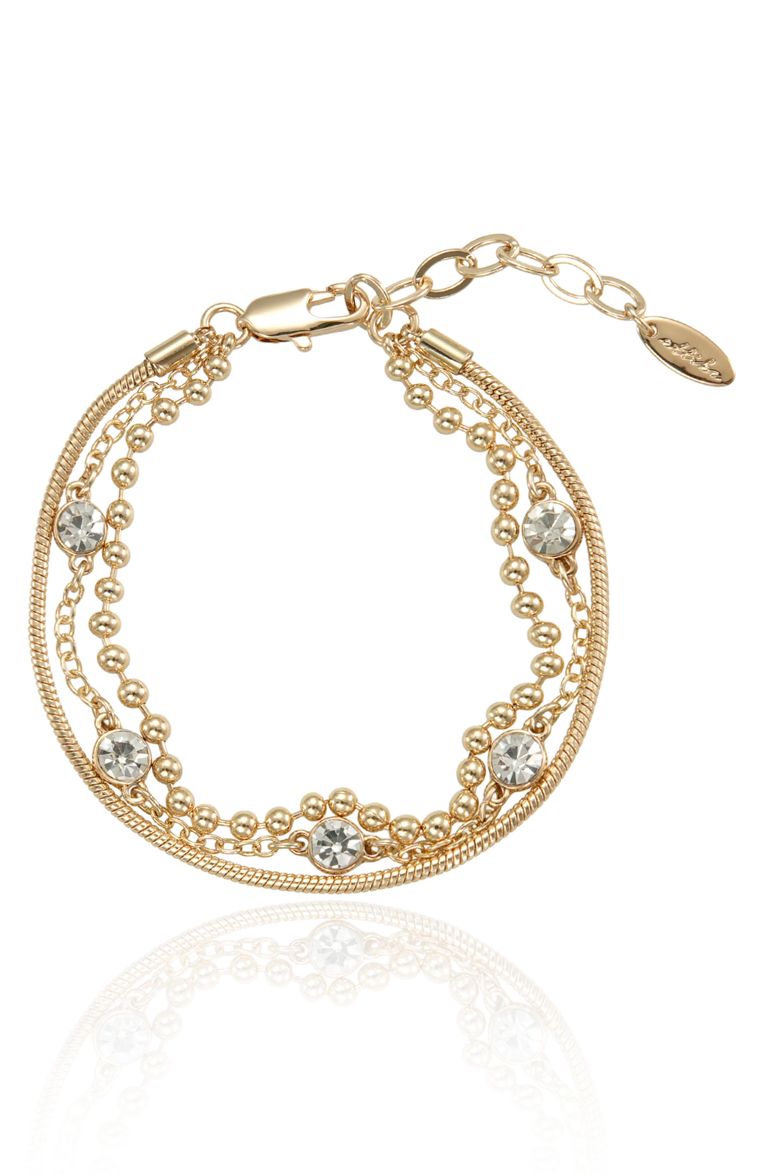 Ettika Crystal Mixed Chain Layered Bracelet