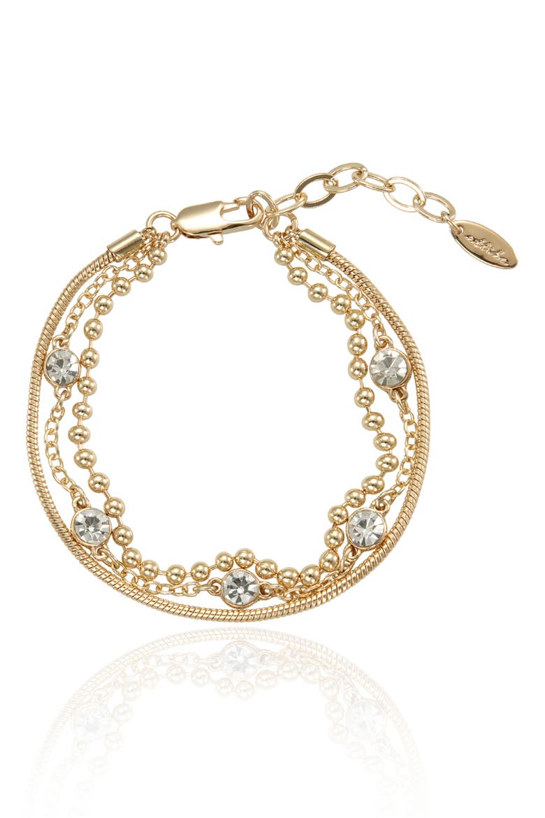 Crystal Mixed Chain Layered Bracelet, Main, color, GOLD