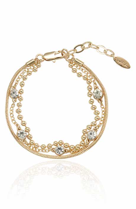 Ettika Crystal Mixed Chain Layered Bracelet