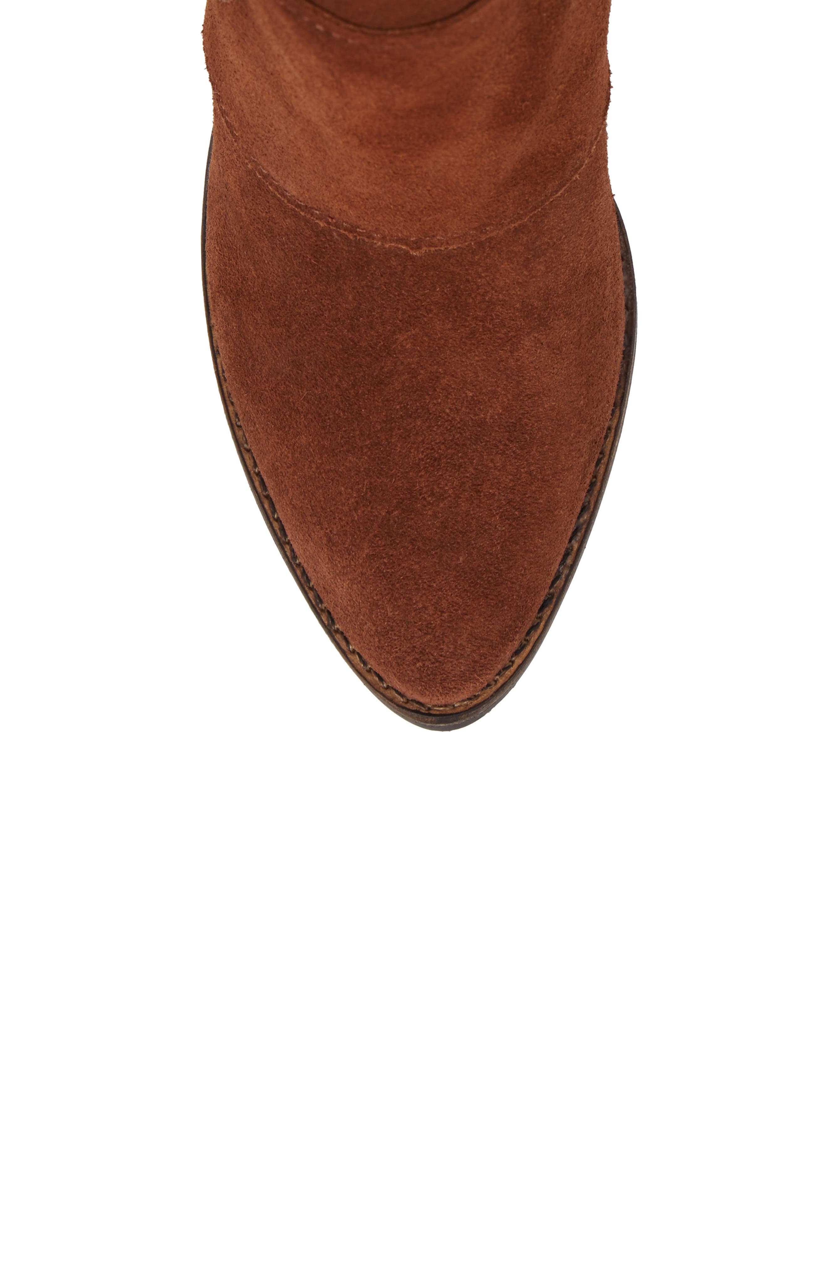 Laney Notched Heel Bootie, Alternate, color, COGNAC SUEDE