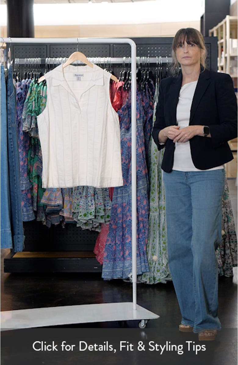 Palm View Stripe Sleeveless Linen & Cotton Top, sales video thumbnail