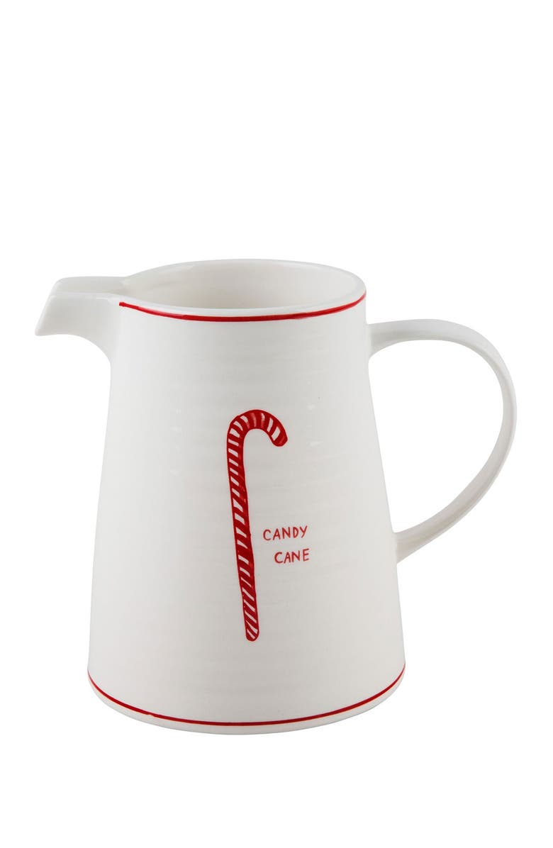 HOME ESSENTIALS AND BEYOND 7" H Candy Cane Design Pitcher, Main, color,