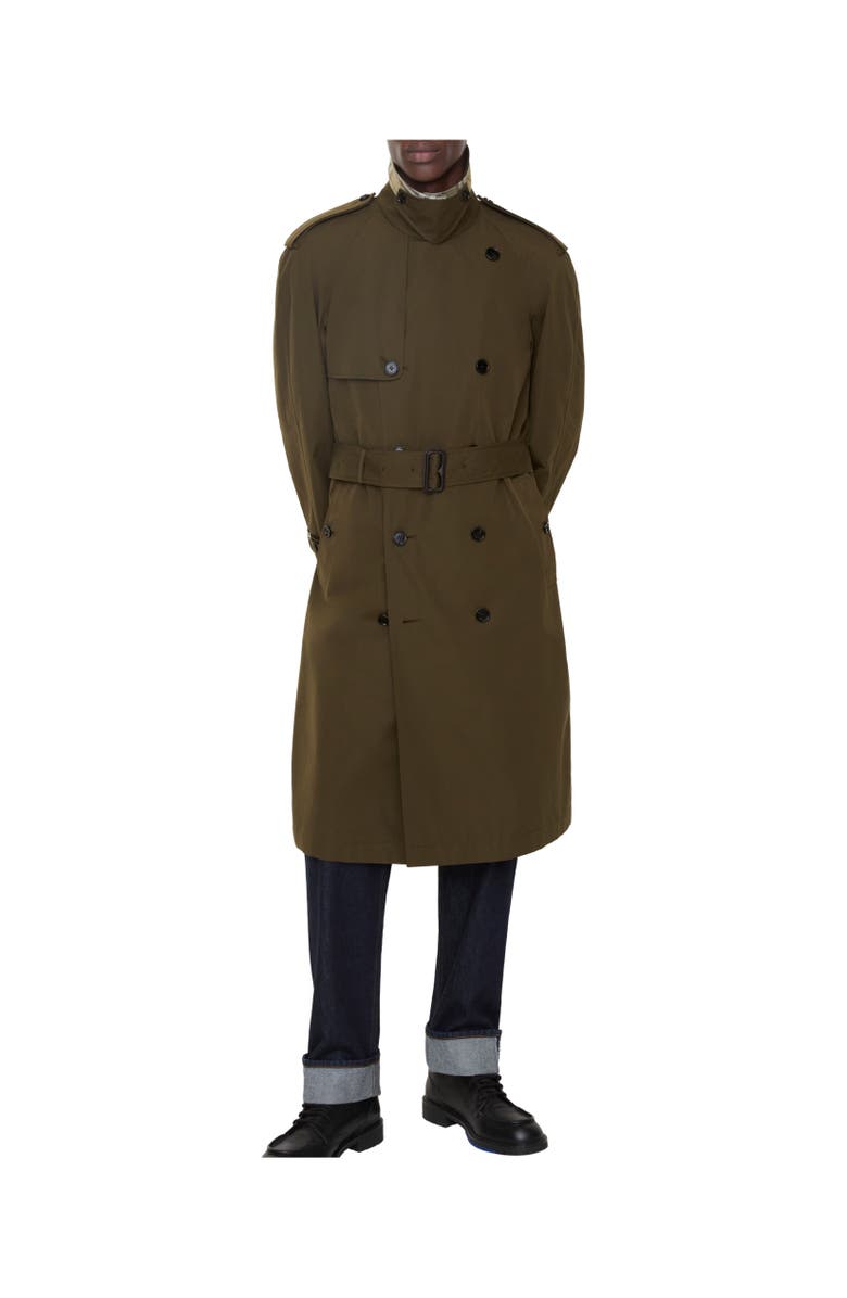 Burberry Long Lightweight Cotton Trench Coat, Alternate, color, Marsh Green