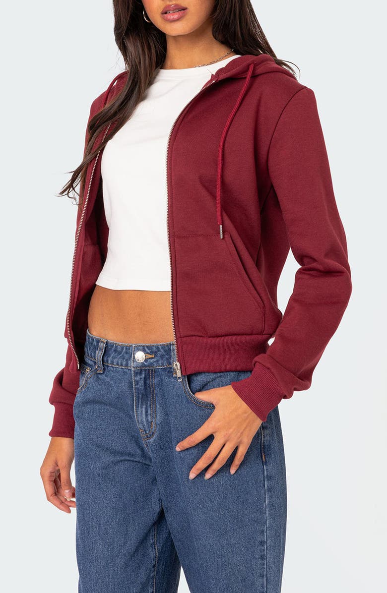 EDIKTED Avery Zip Hoodie, Alternate, color, Burgundy