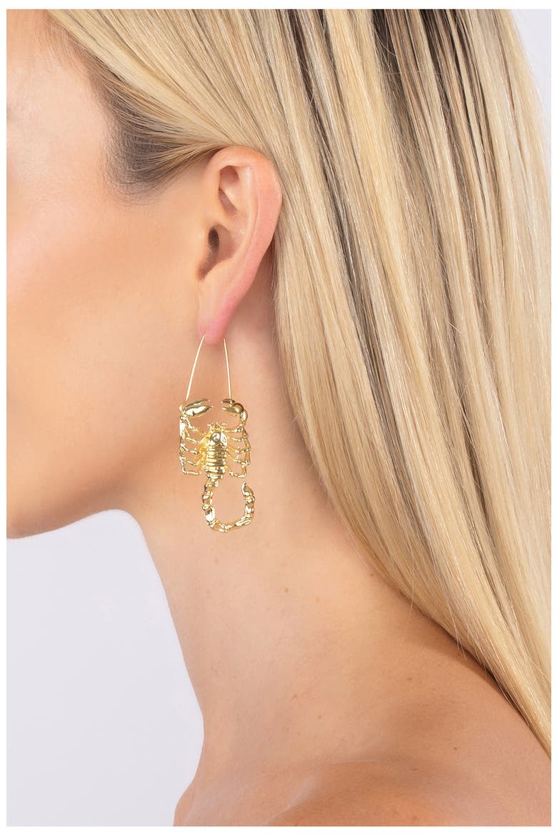 Scorpio Drop Earrings, Alternate, color, GOLD