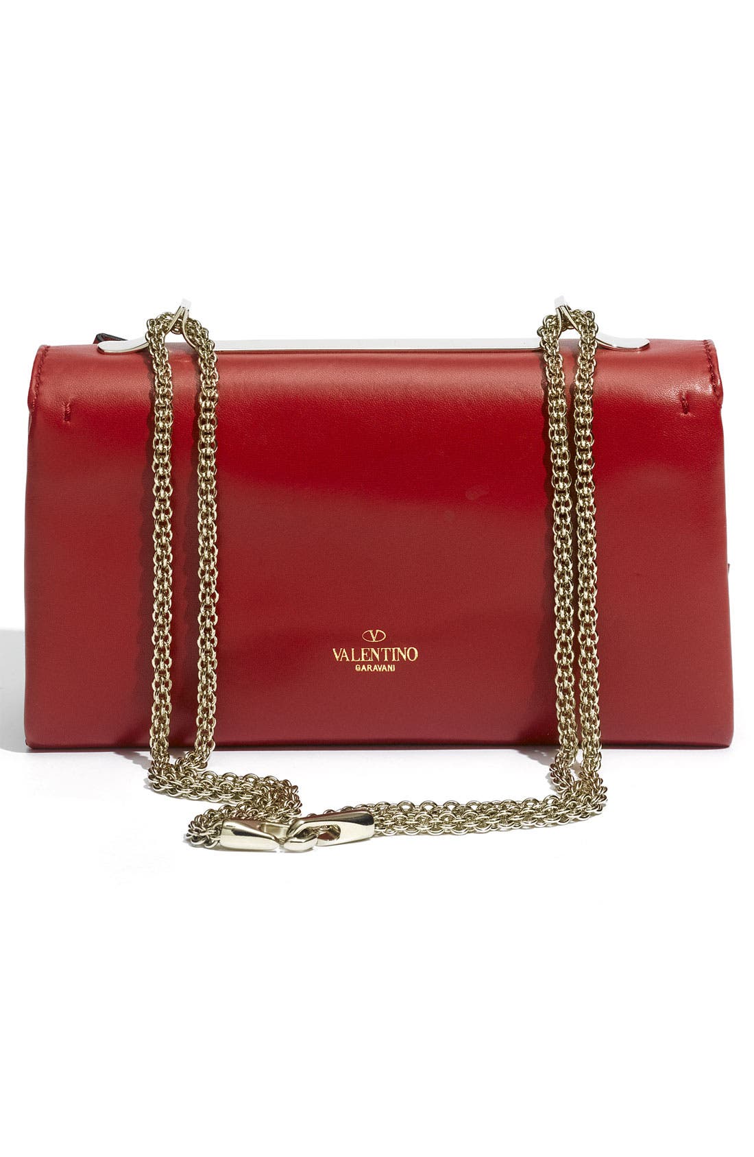 'Bow Flap' Leather Shoulder Bag, Alternate, color, RED