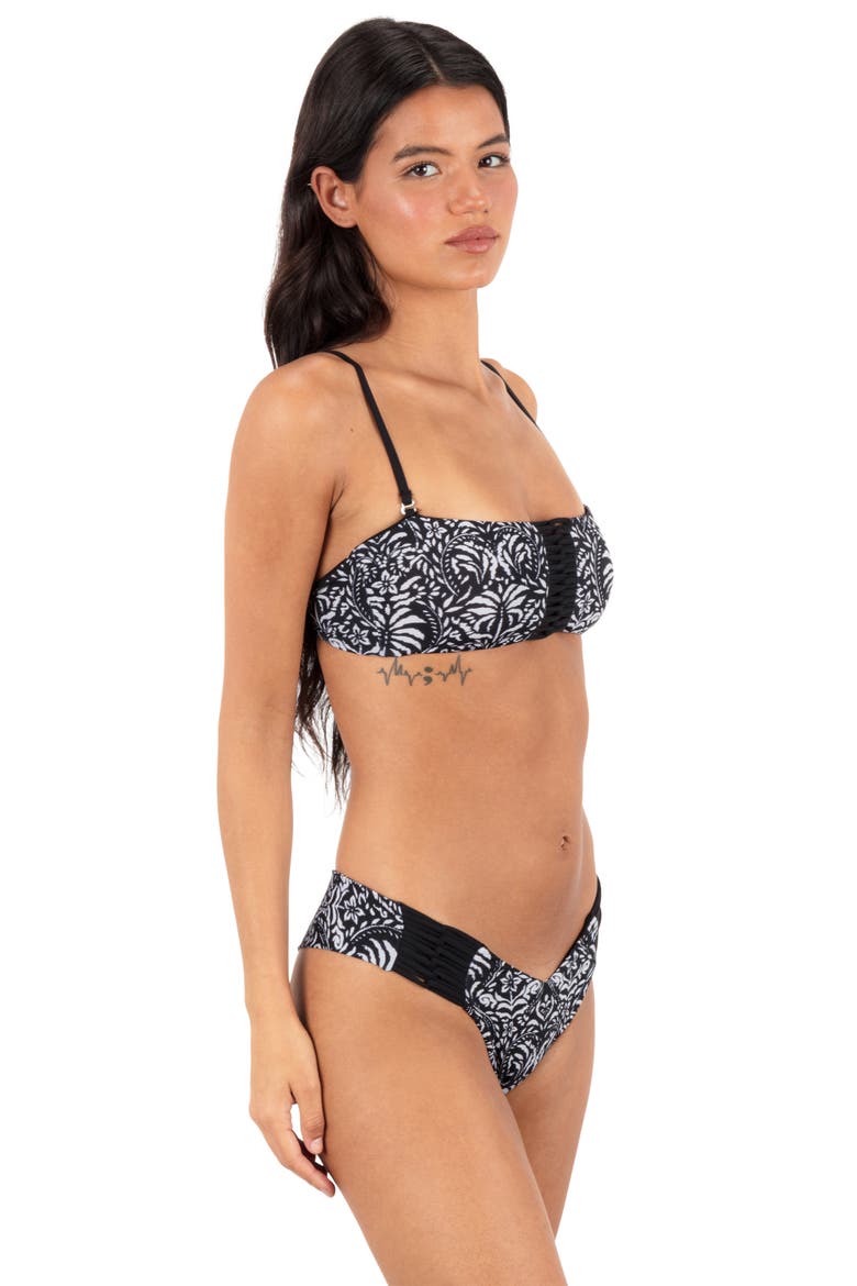 Ikat Palm Skimpy Bikini Bottoms, Alternate, color, BLACK / COCONUT