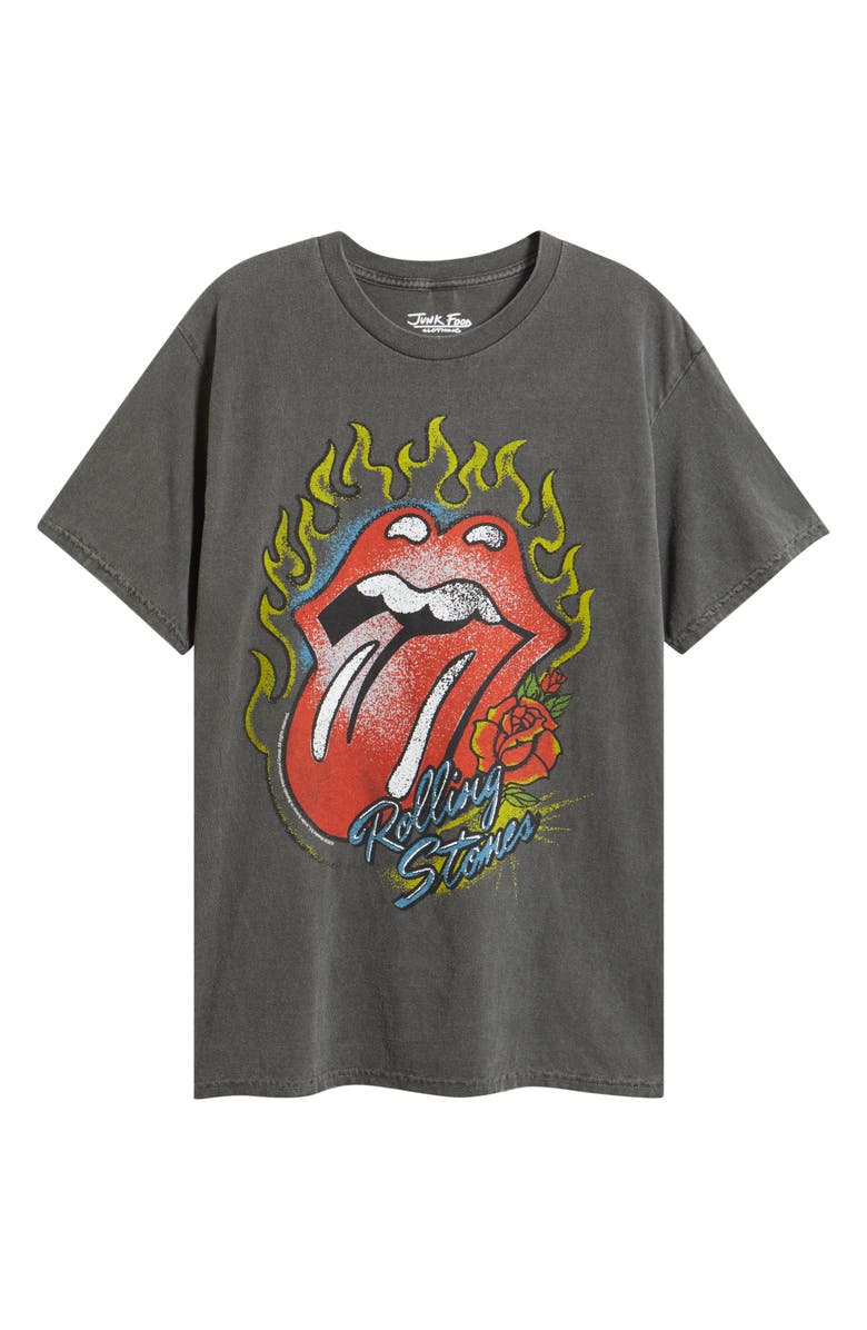 Junk Food Rolling Stones Flaming Hot Lips Graphic T-Shirt, Alternate, color, Vintage Black