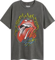 Junk Food Rolling Stones Flaming Hot Lips Graphic T-Shirt