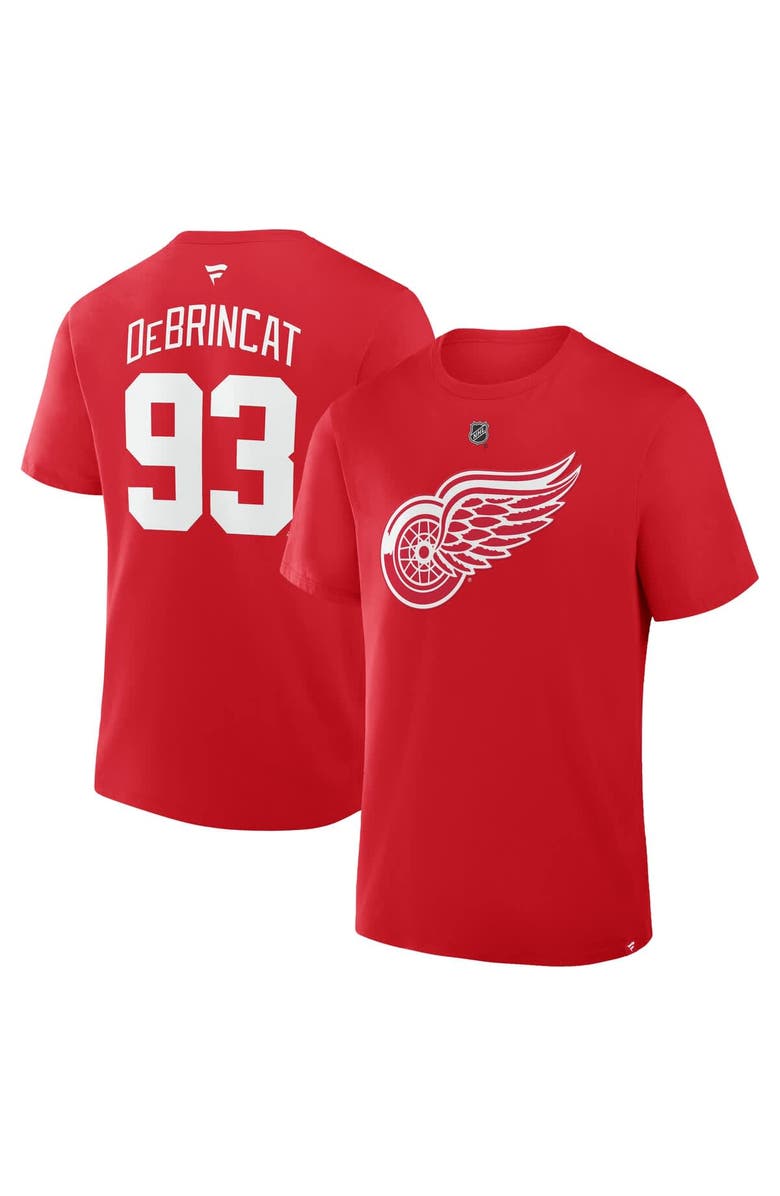 FANATICS Men's Fanatics Alex DeBrincat Red Detroit Red Wings Authentic Stack Name & Number T-Shirt, Main, color, Red