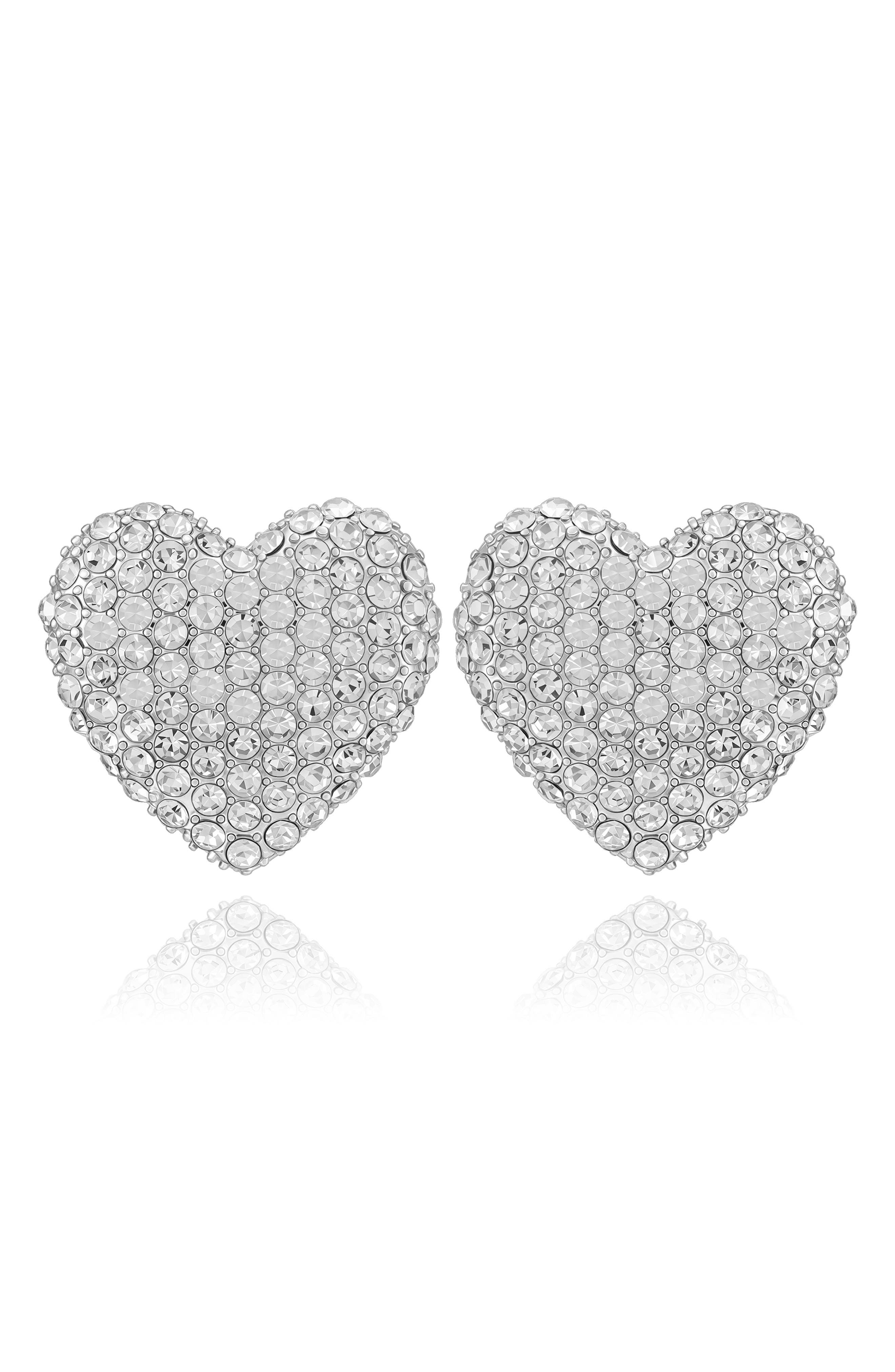 Crystal Heart Stud Earrings