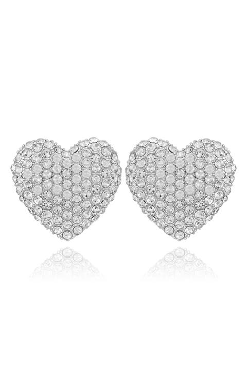 Crystal Heart Stud Earrings