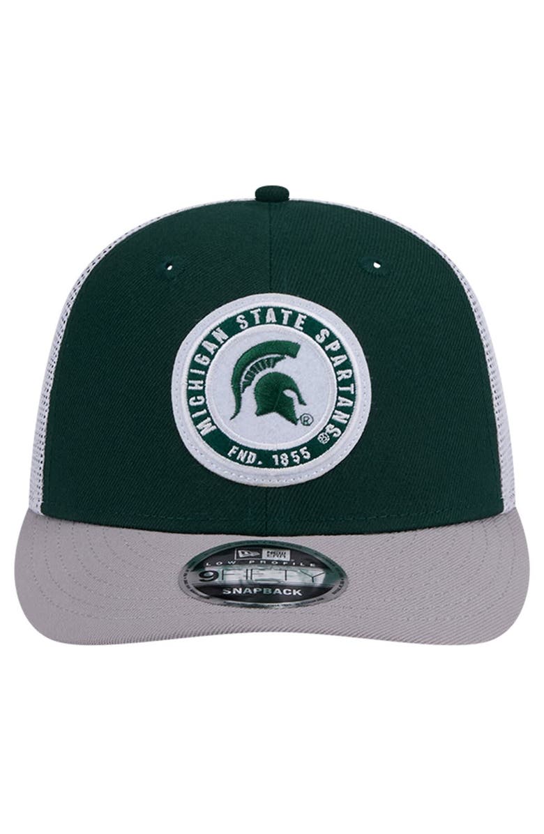 New Era Men
s New Era Green Michigan State Spartans Throwback Circle Patch 9FIFTY Trucker Snapback Hat, Alternate, color, Green