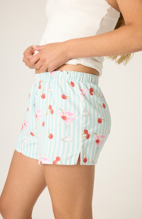 Pj Salvage Print Cotton Flannel Pajama Shorts In Blue