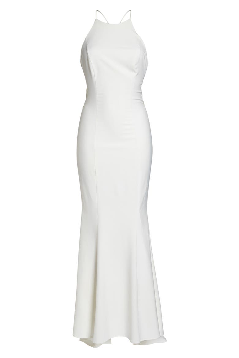 Zoe Ruffle Back Gown, Alternate, color, WHITE