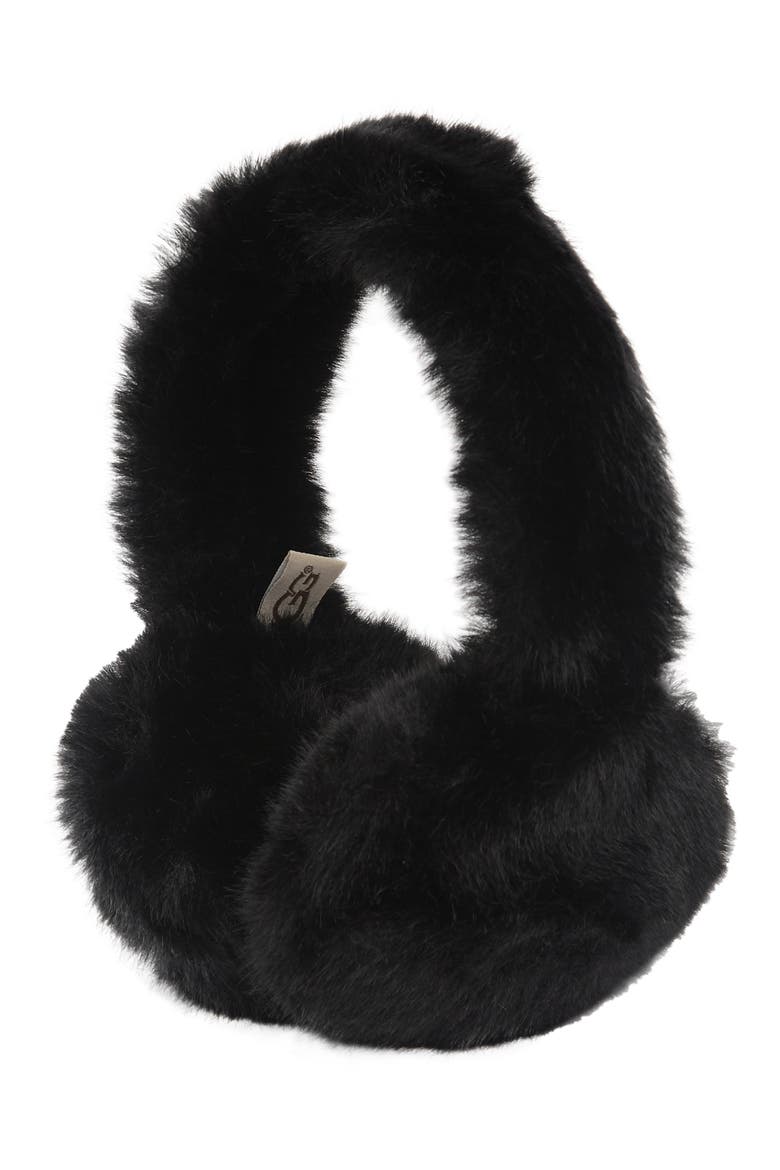 Faux Fur Earmuffs, Main, color, BLACK