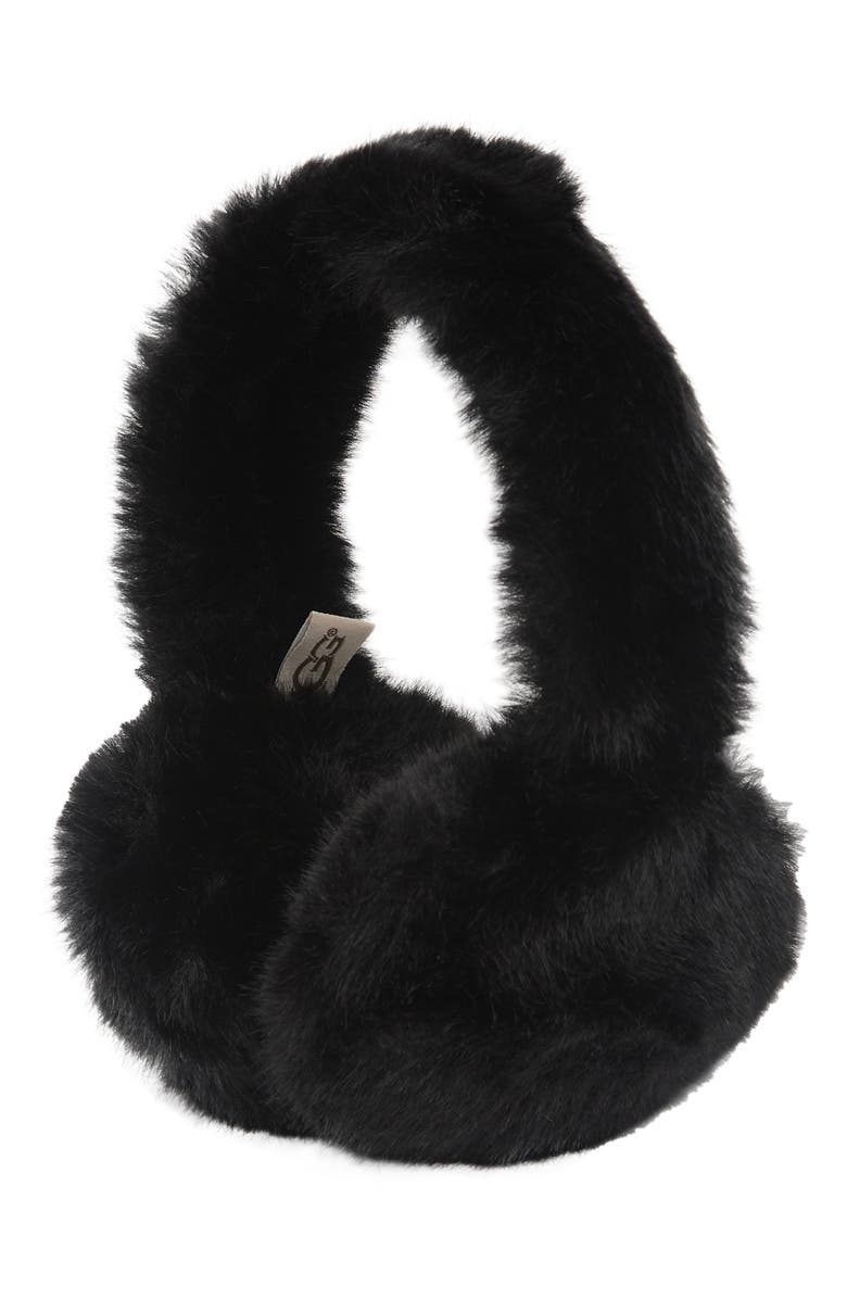UGG<sup>®</sup> UGG Faux Fur Earmuffs, Main, color, Black