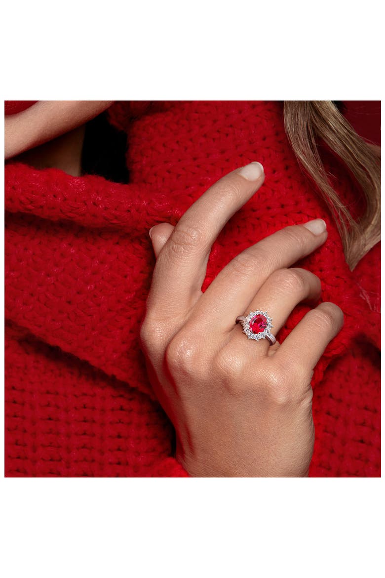 Diamond & Lab Created Ruby Ring, Alternate, color, RED
