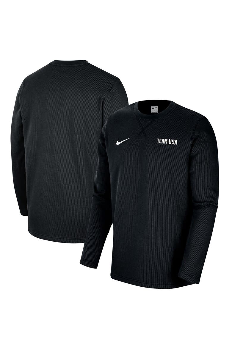 Men's Nike Black Team USA Waffle Knit Long Sleeve T-Shirt, Main, color, Black