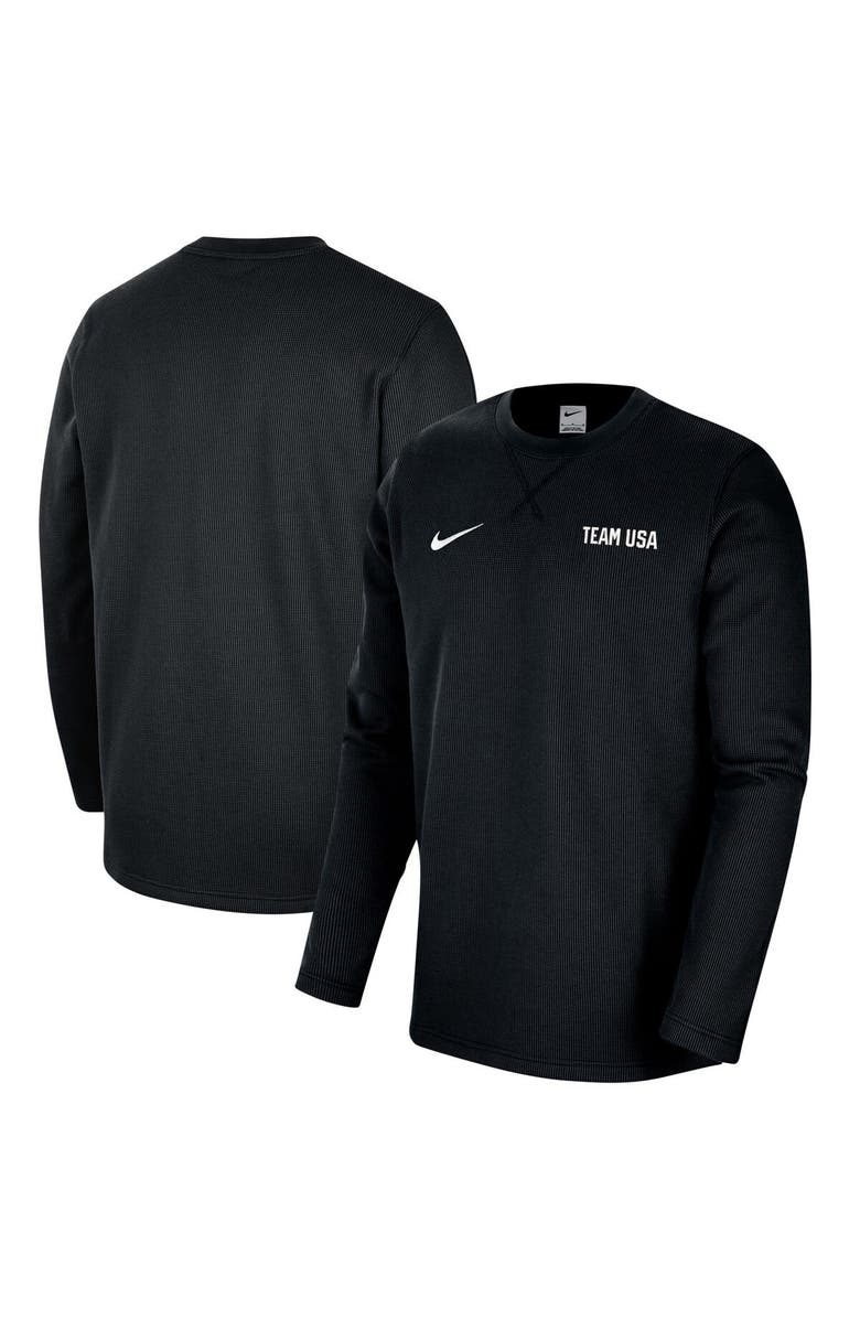 Nike Men's Nike Black Team USA Waffle Knit Long Sleeve T-Shirt, Main, color,