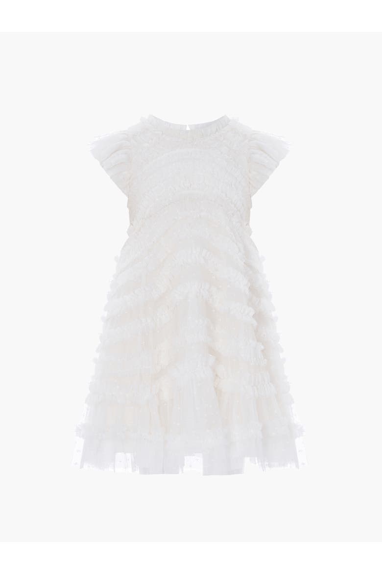 Kid's Amara Ruffle Sleeve Kids Dress, Alternate, color, Swan White