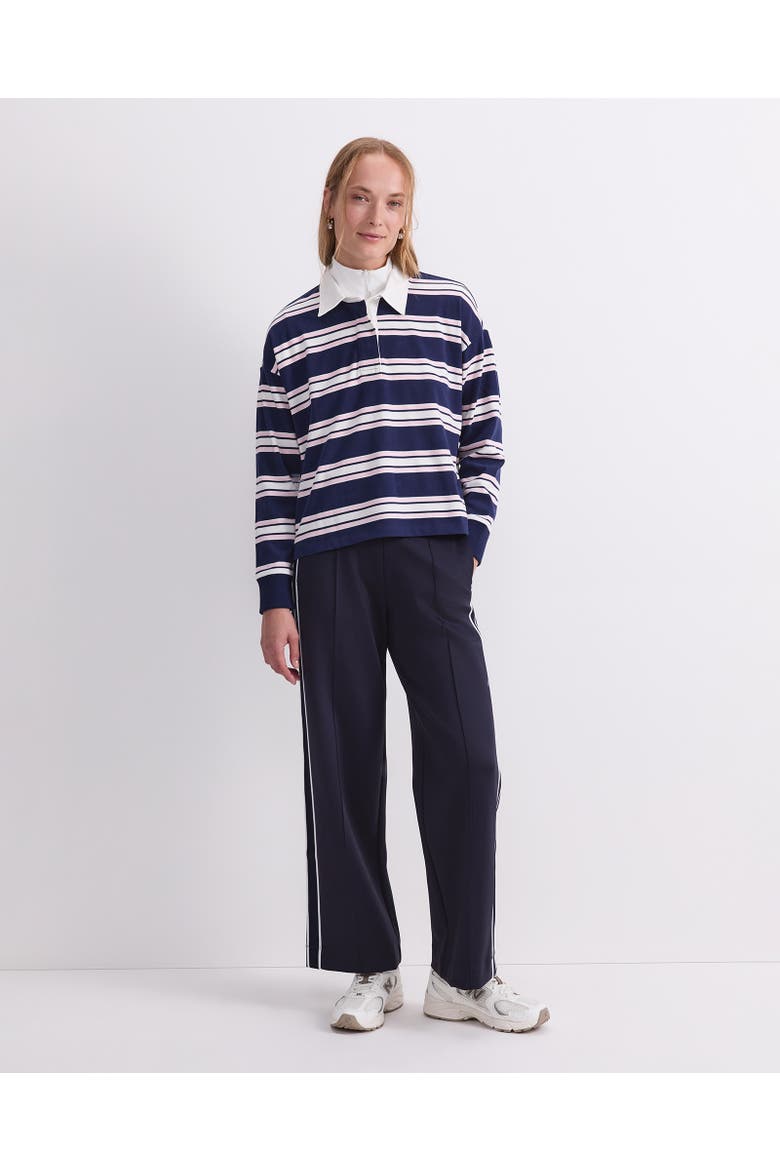 Kiaya Cropped Rugby Shirt, Alternate, color, Navy Multi