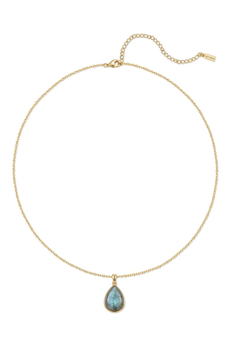 14k Gold Plated Labradorite Pendant Necklace, Alternate, color, GREEN/ GOLD