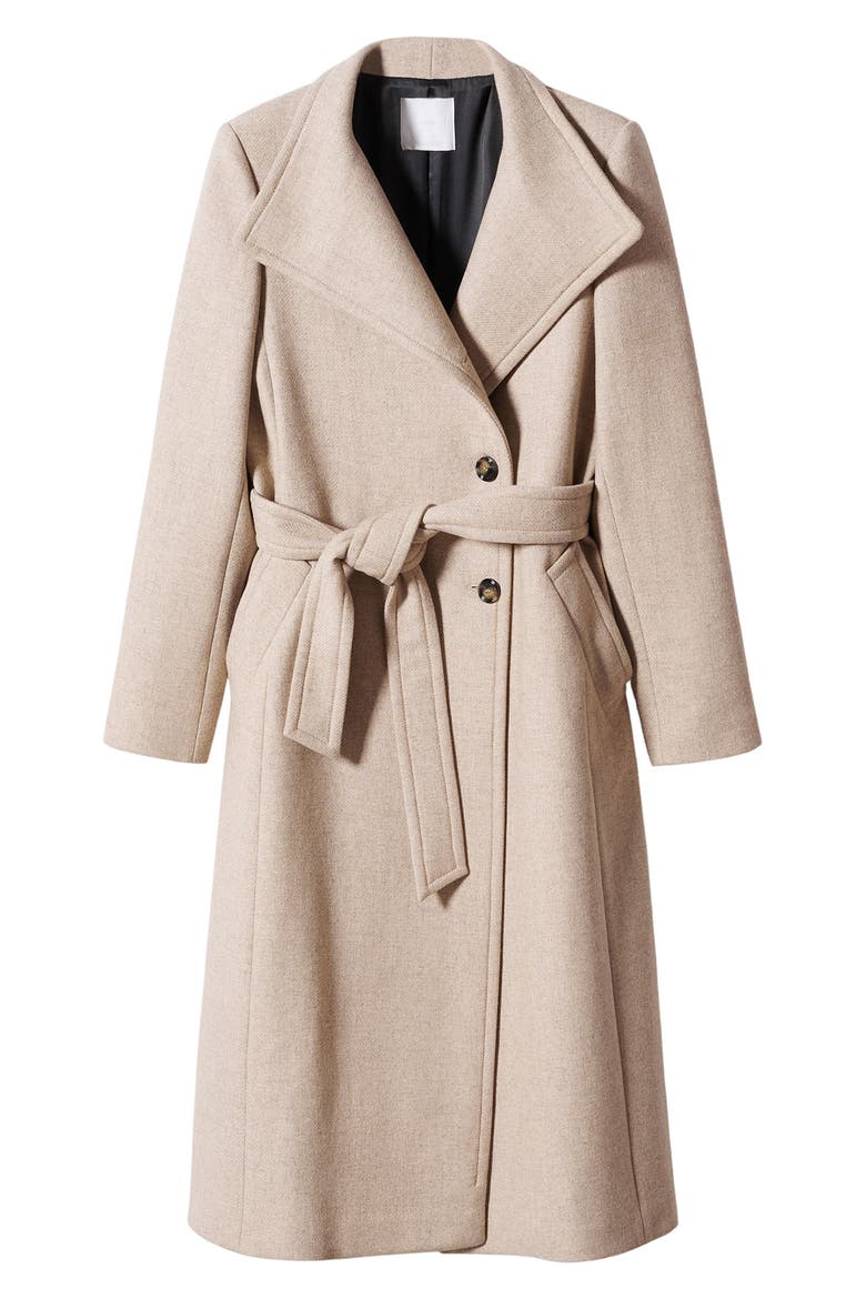 Longline Wool Blend Coat, Alternate, color, MEDIUM BROWN