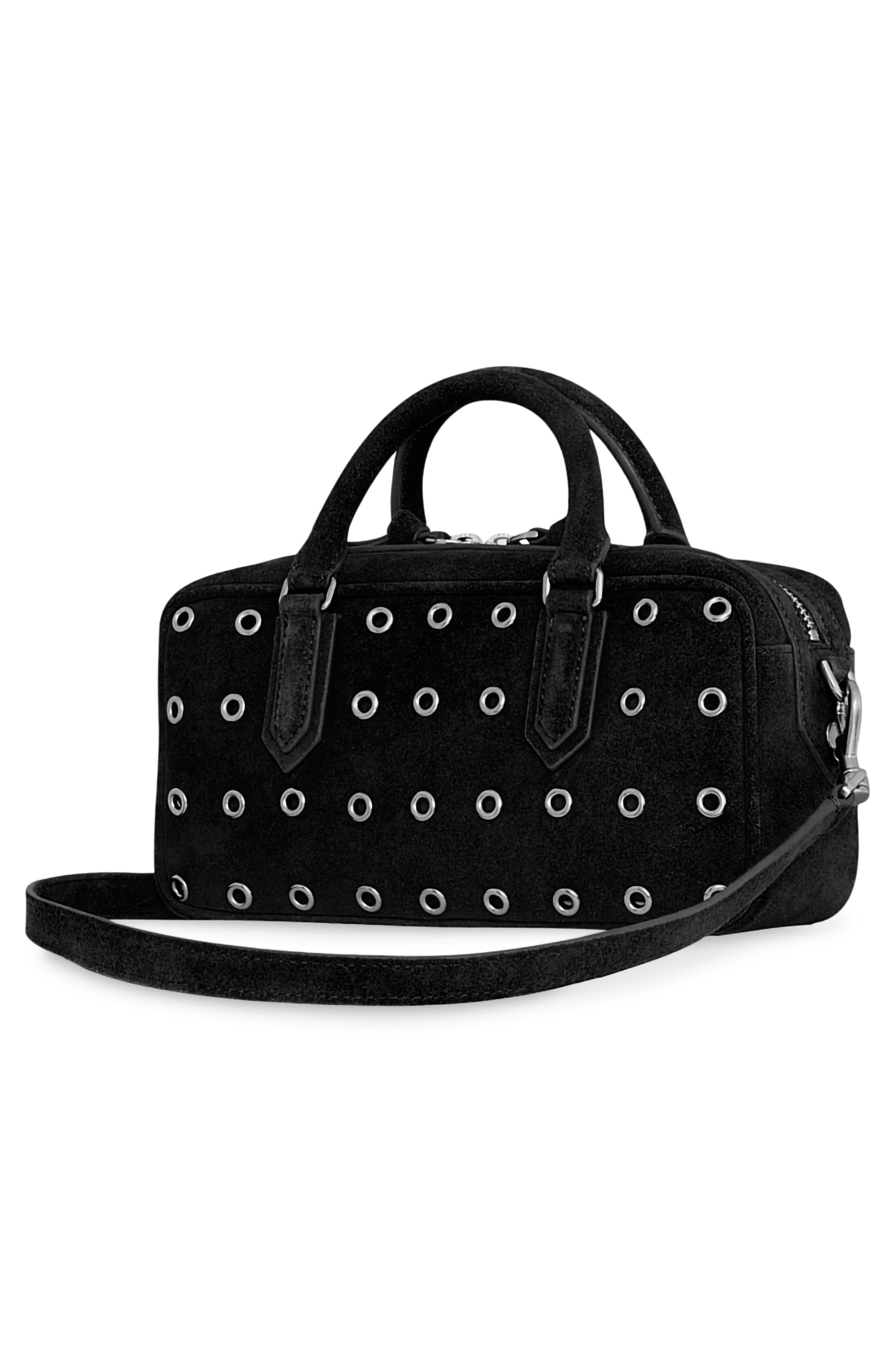 Rebecca Minkoff Industry Grommet Leather Bowler Bag, Alternate, color, Black